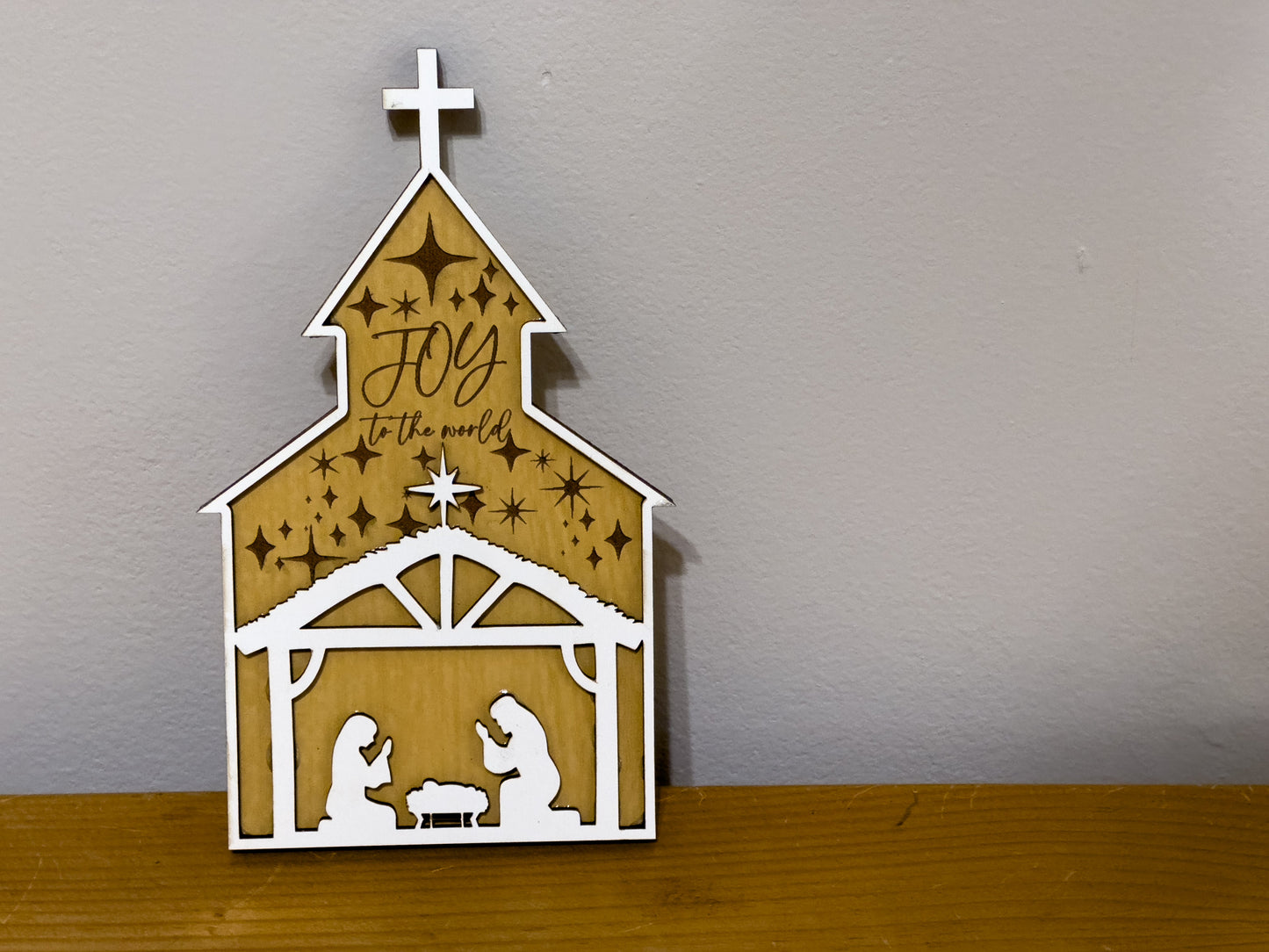 Nativity Scene in Church Christmas Ornament - Digital File