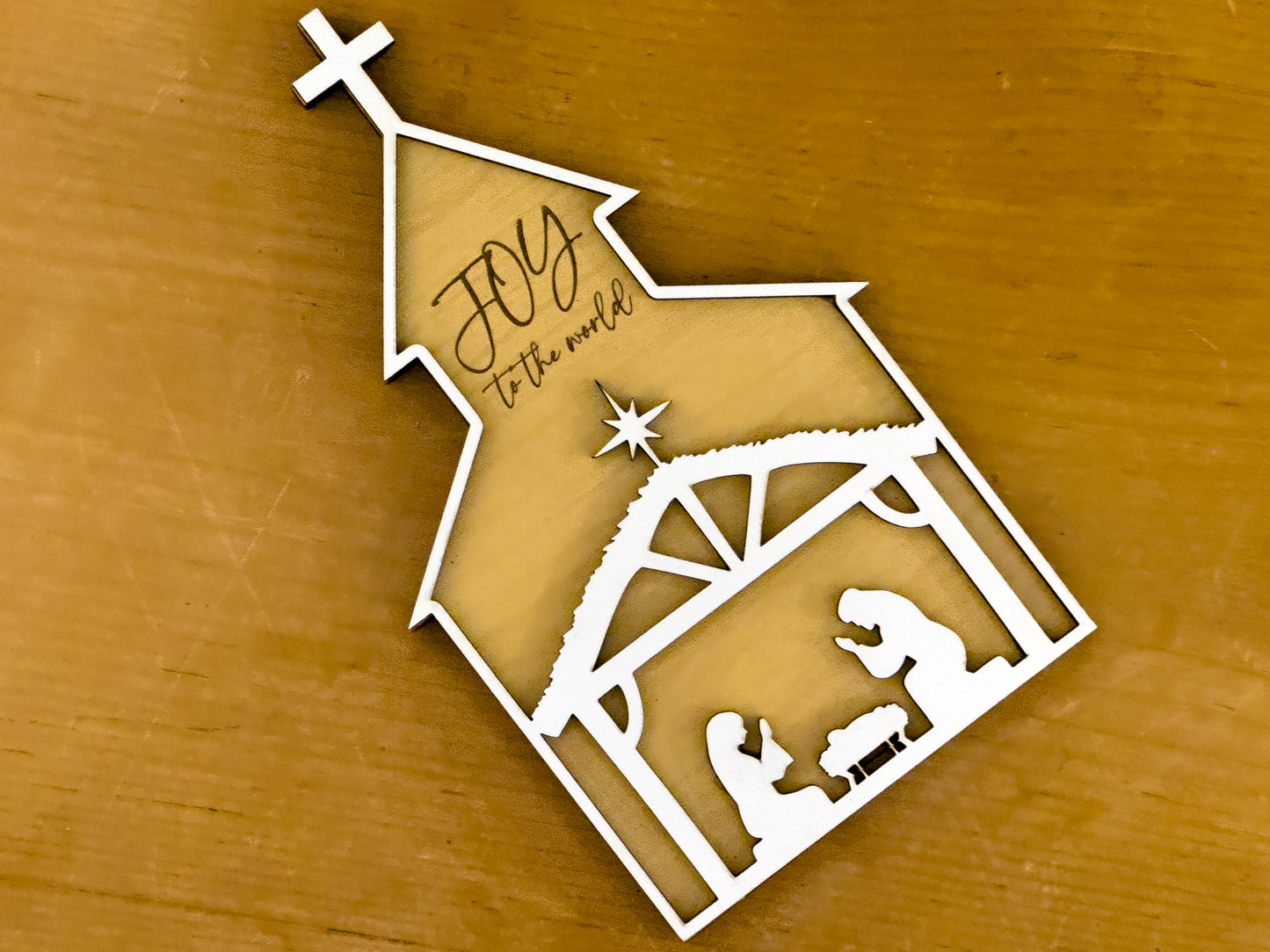 Nativity Scene in Church Christmas Ornament