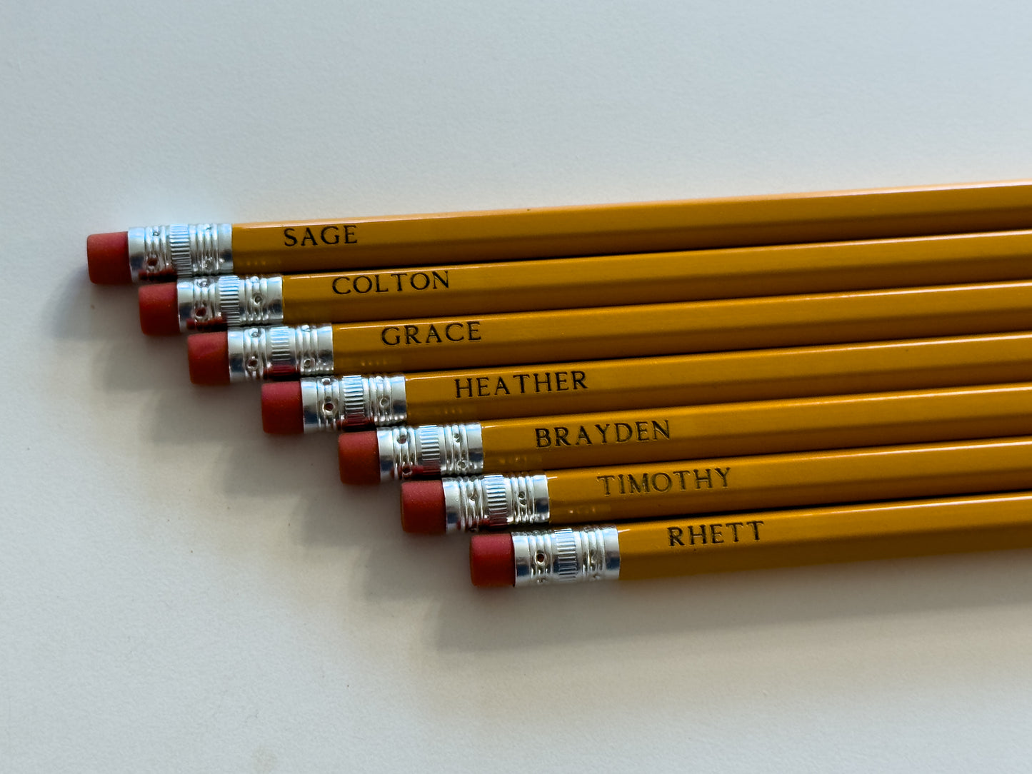 Personalized Pre-Sharpened #2 Pencils | Custom Engraved Name / Message Pencils with Rubber Eraser