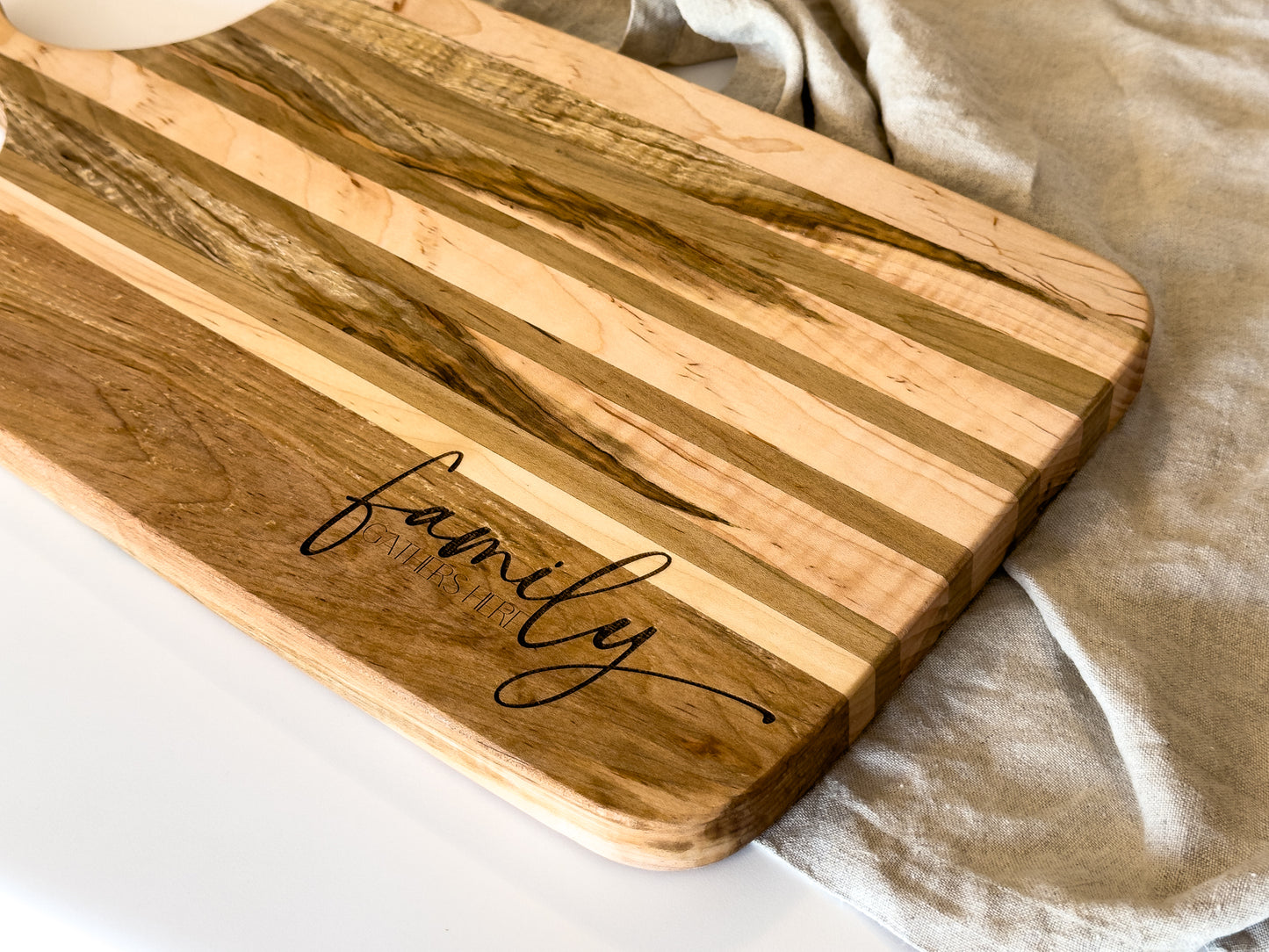 Engraved Solid Wood Charcuterie Board | Wood Cutting Board With Handle