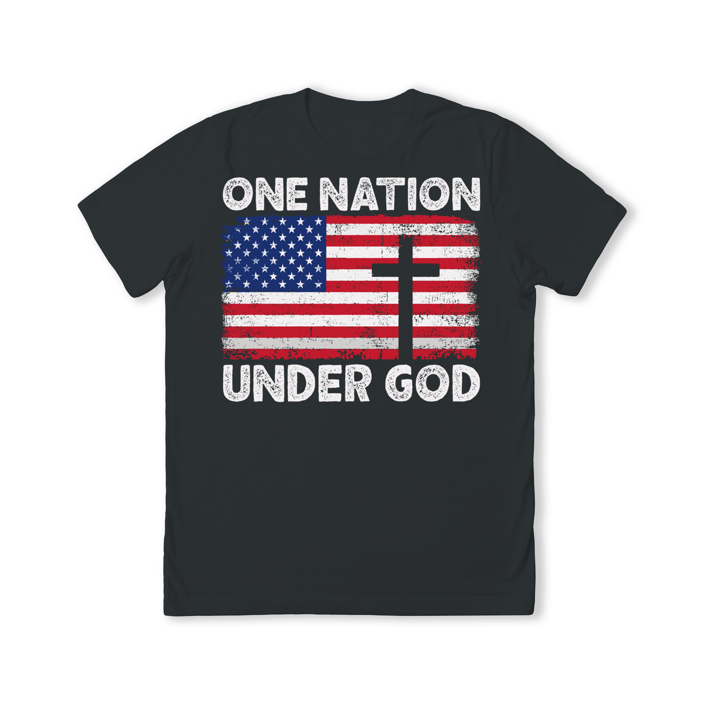 One Nation Under God Flag with Cross T-Shirt