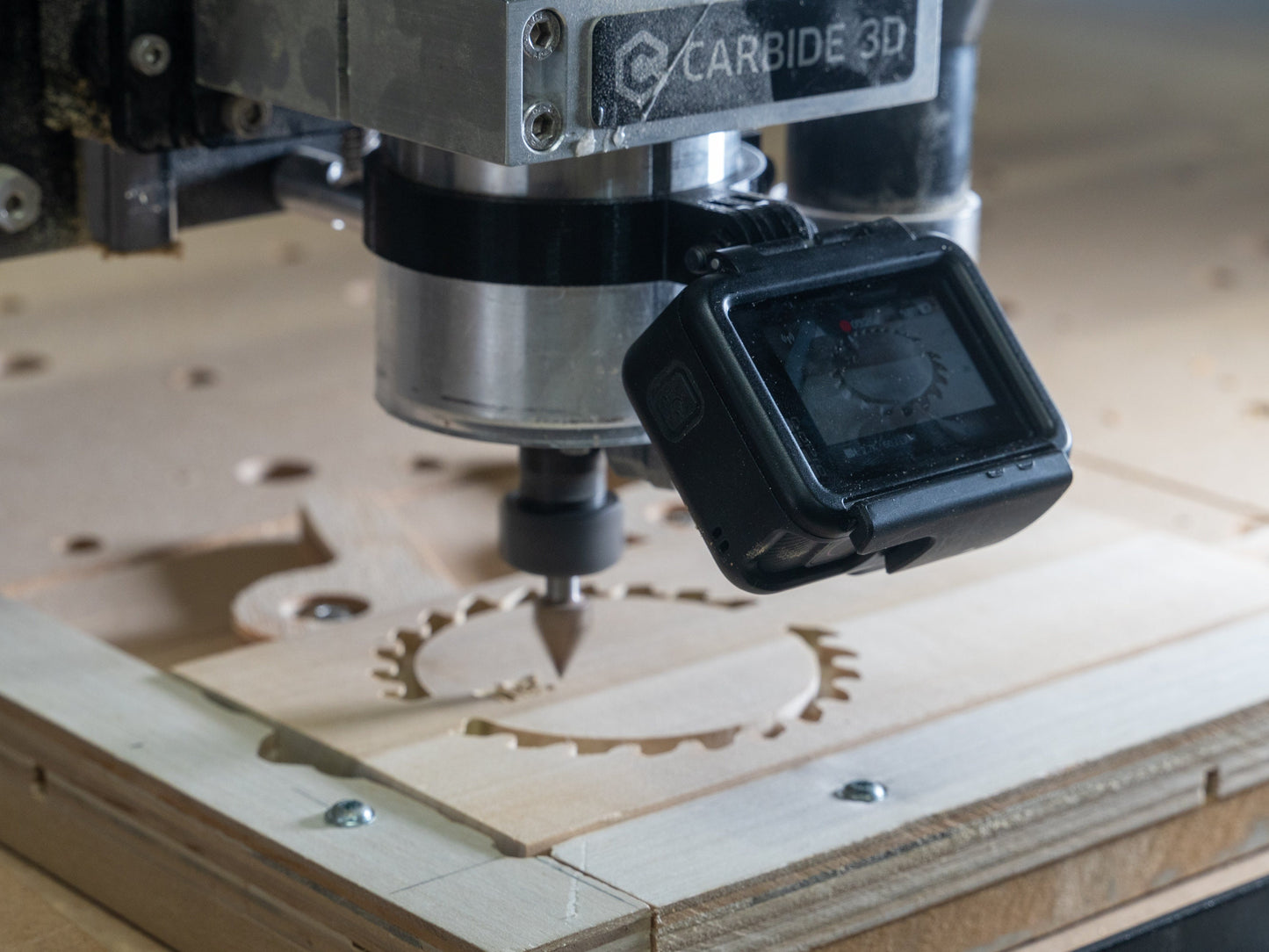 Digital File STL GoPro Mount with 100mm Long Arm for Shapeoko X-Carve OneFinity CNC 65mm Spindle Router