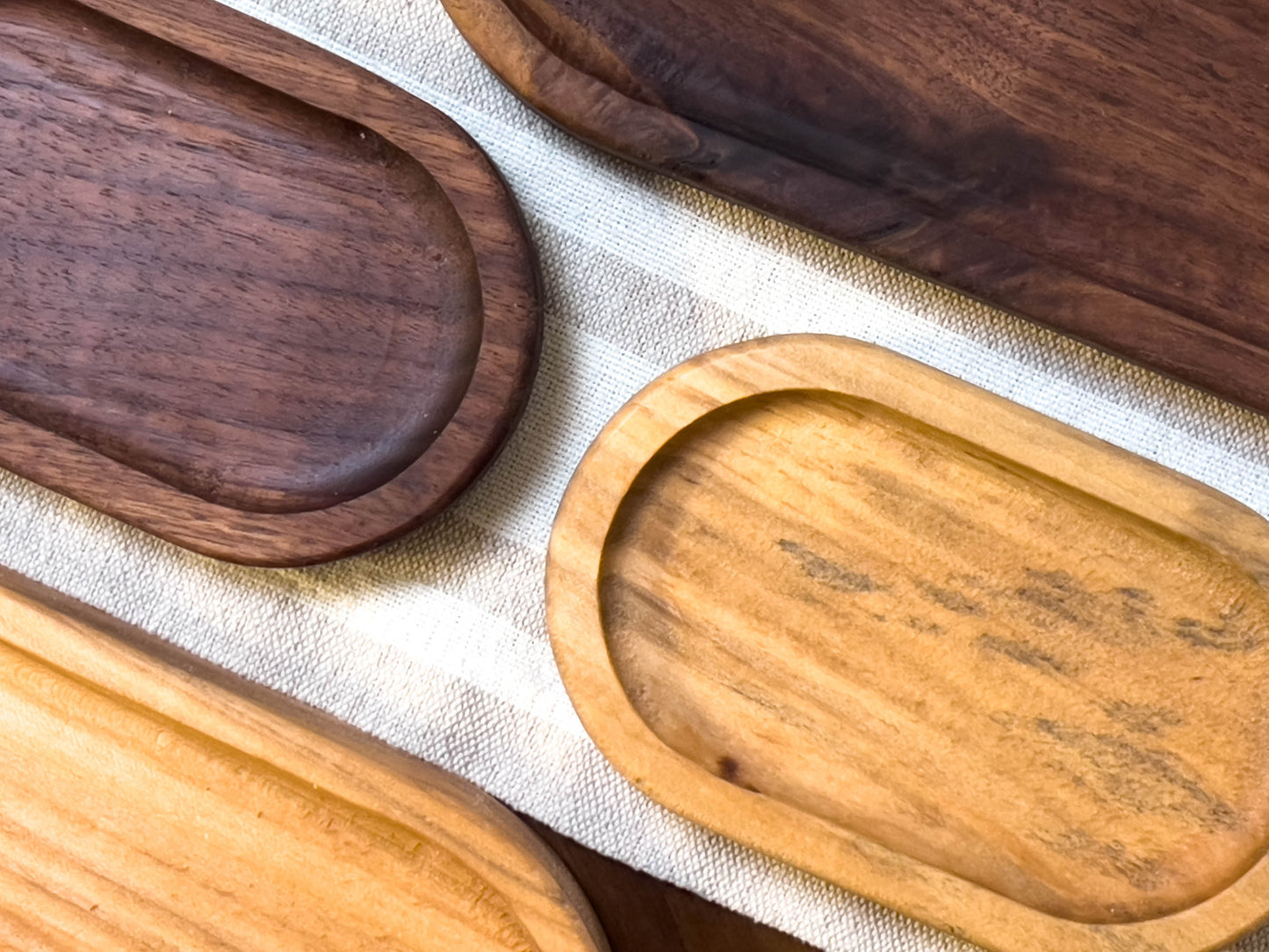 Solid Wood Oval EDC Catch All Trays Walnut Maple