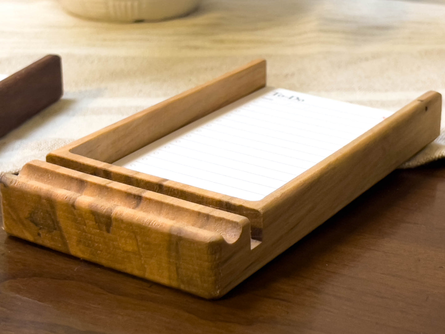 Solid Walnut and Maple Wooden Task Card Holder 3x5 cards INCLUDES TASK CARDS