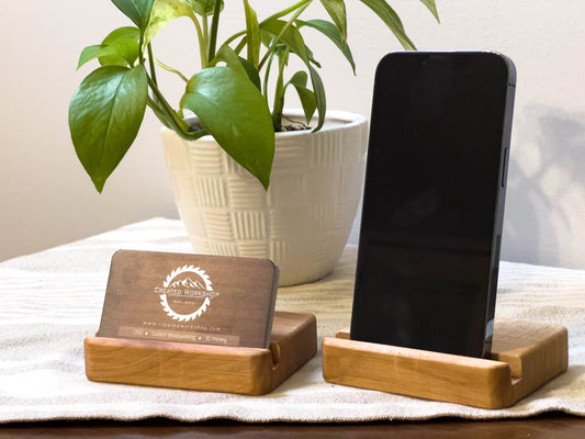 Solid Maple Wooden Business Card / Phone Holder