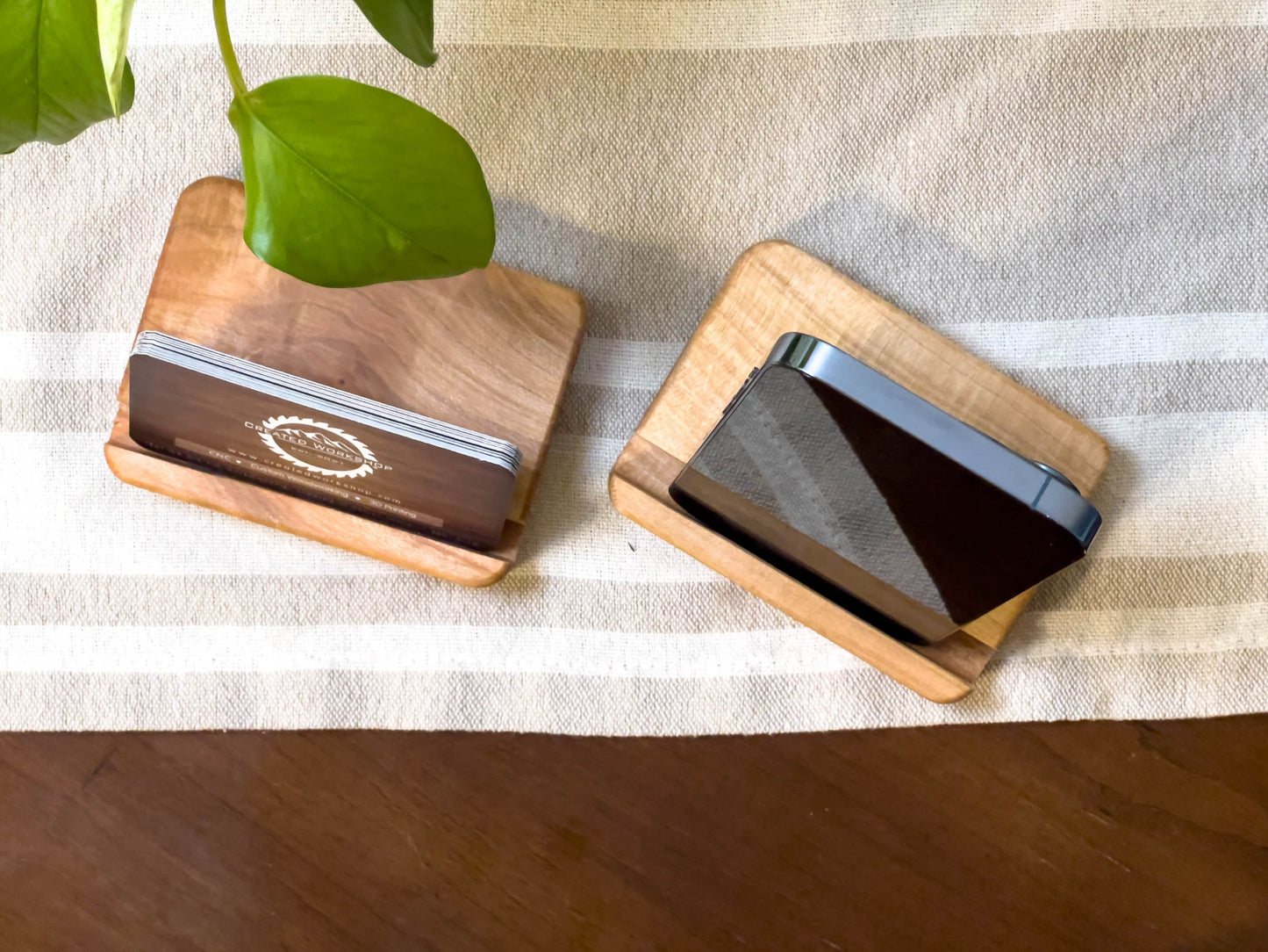 Solid Maple Wooden Business Card / Phone Holder