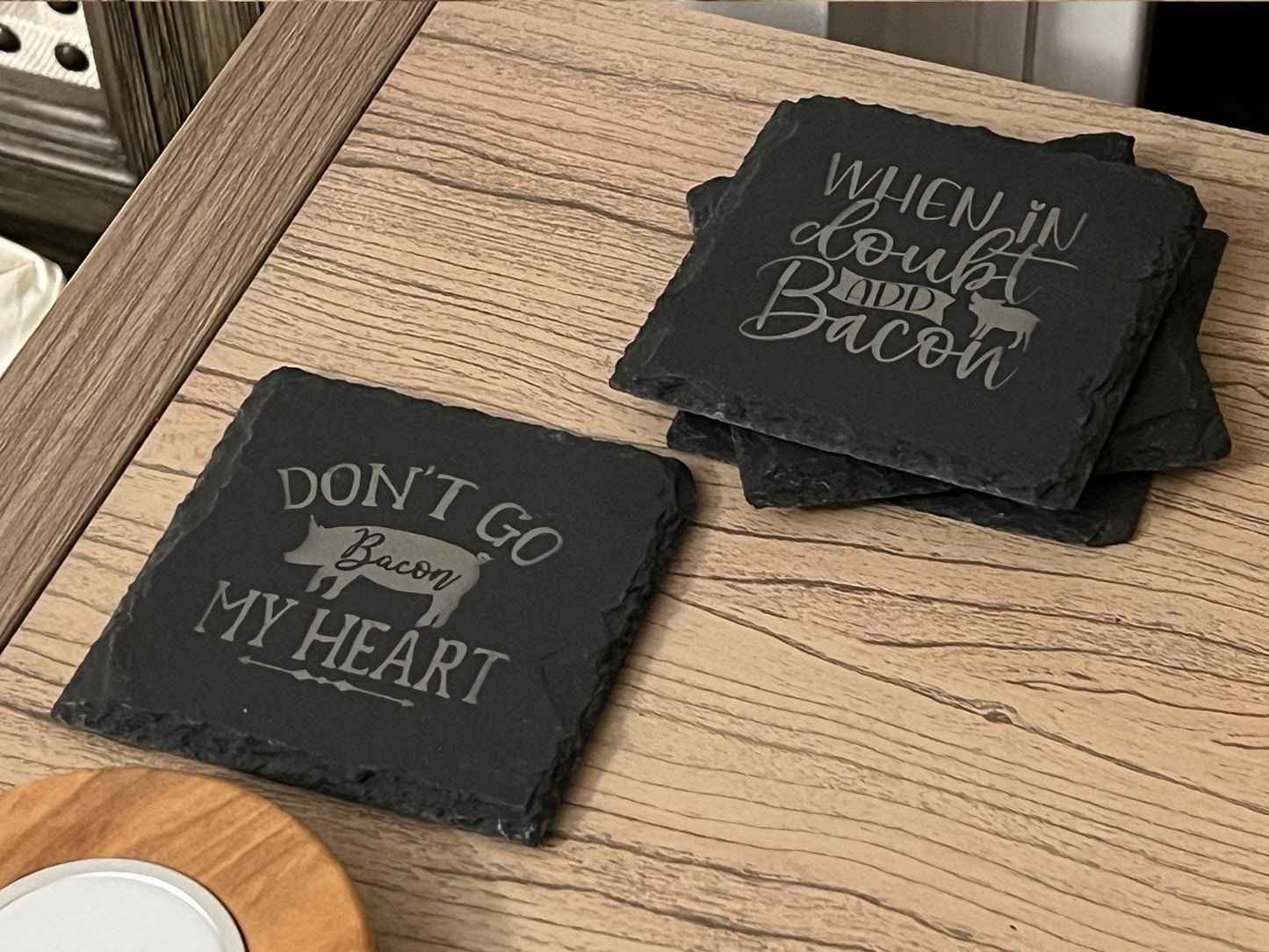 Bacon Slate Coasters | Christmas Gift | Wedding Favor | New Home Gift | Custom Closing Gift
