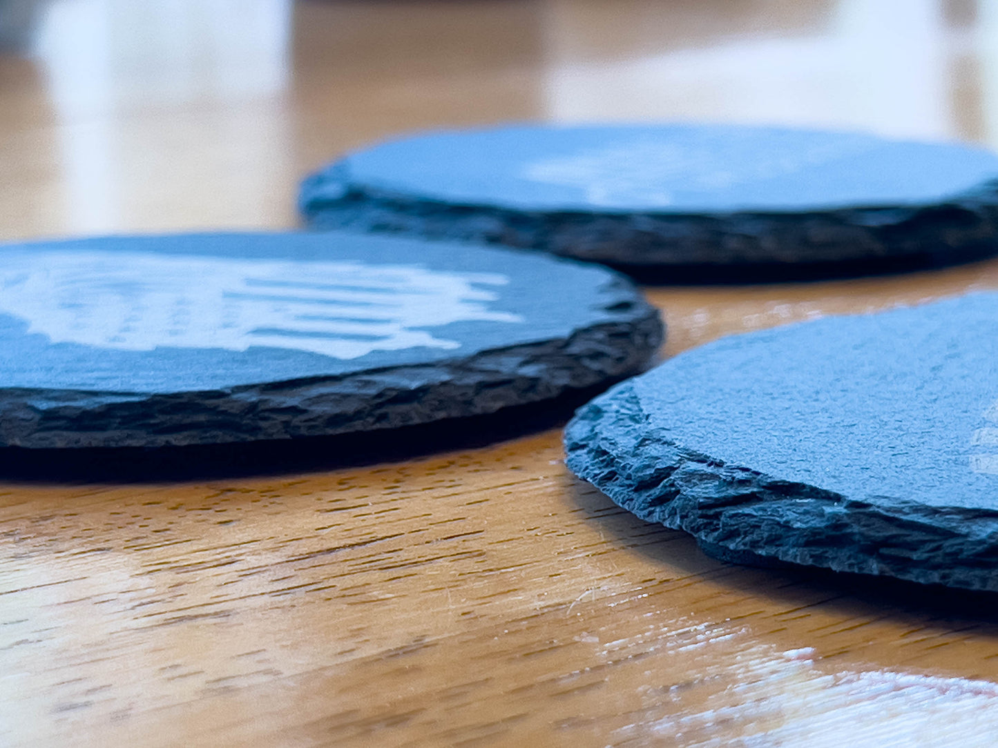 Set of 4 American-themed laser-engraved slate drink coasters