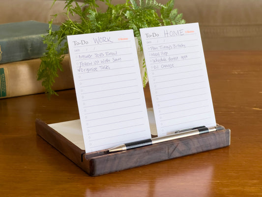 Solid Walnut and Maple Wooden Double Wide Task Card Holder 3x5 cards INCLUDES TASK CARDS