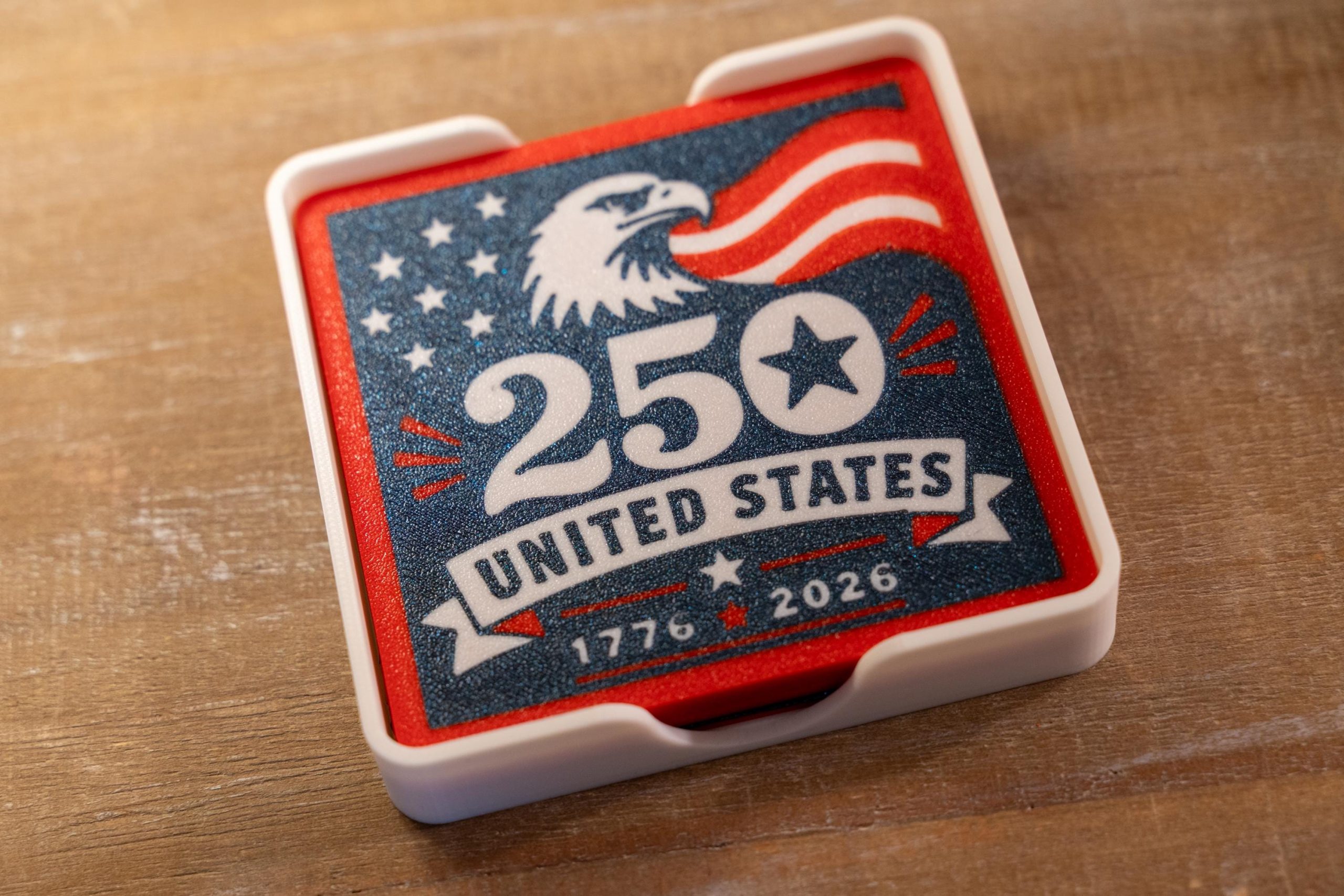 USA 250th Anniversary Coasters With Holder, Patriotic Red White Blue Set – photo 6