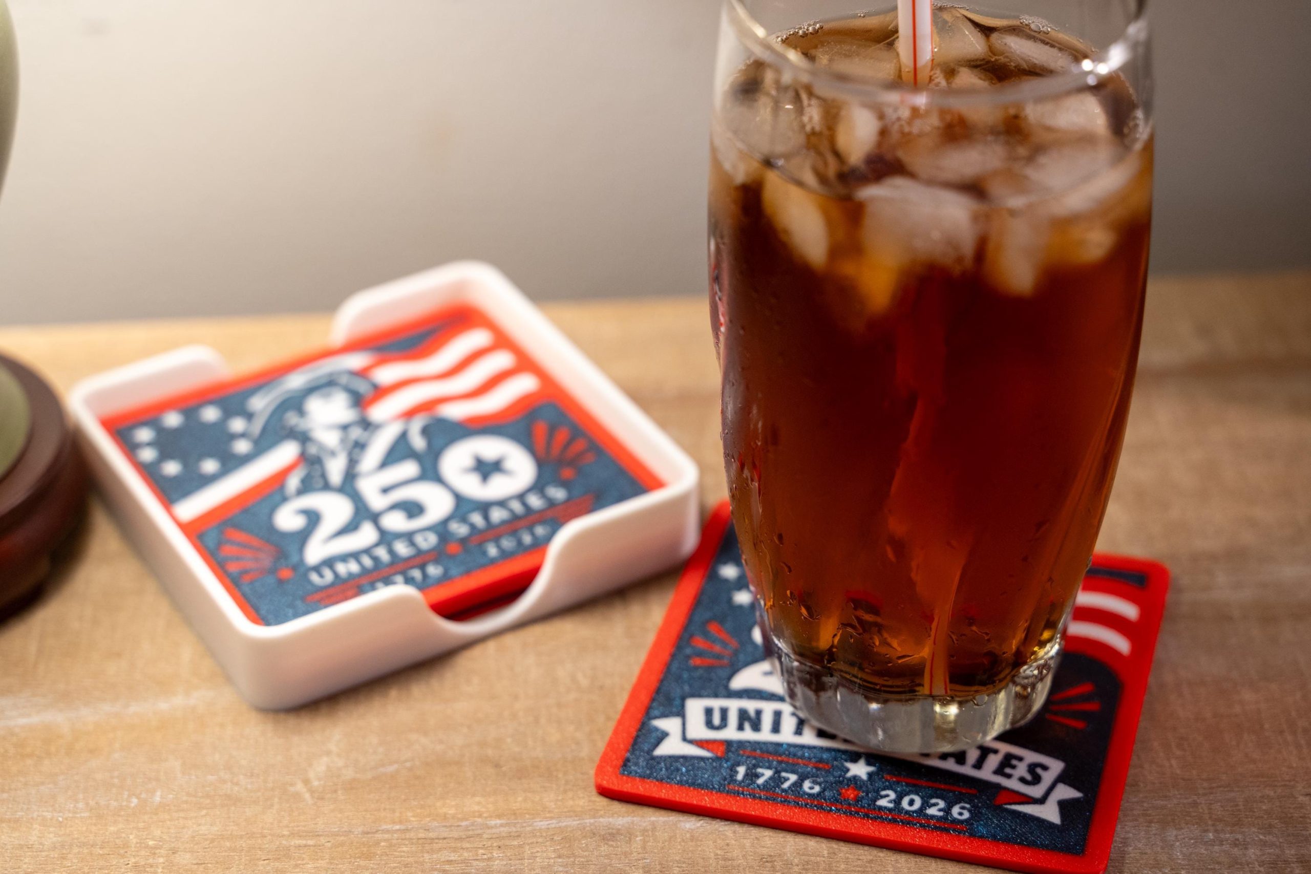 USA 250th Anniversary Coasters With Holder, Patriotic Red White Blue Set – photo 2