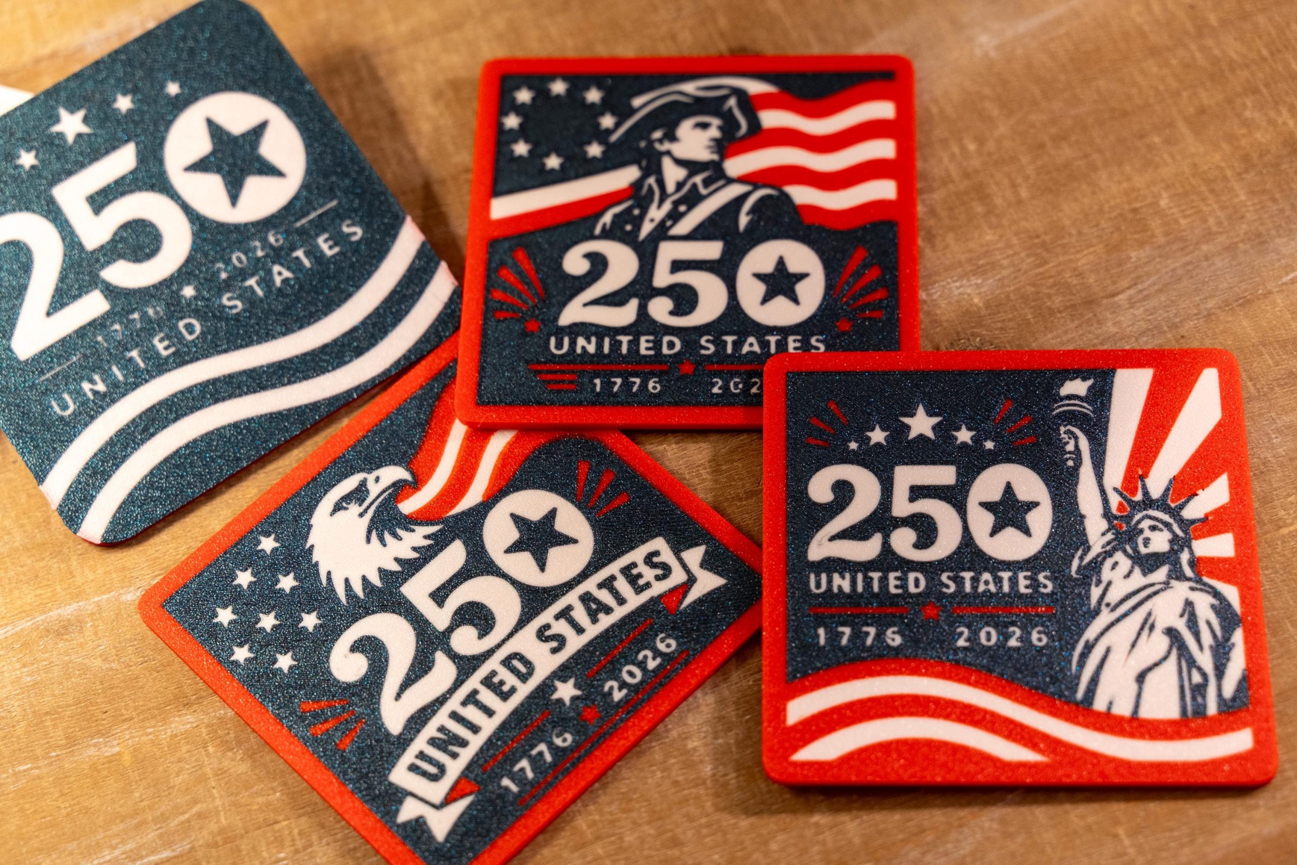 USA 250th Anniversary Coasters With Holder, Patriotic Red White Blue Set – photo 4