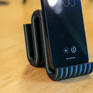 3D Printed Phone Stand, Black Blue Desk Holder for iPhone or Smartphone